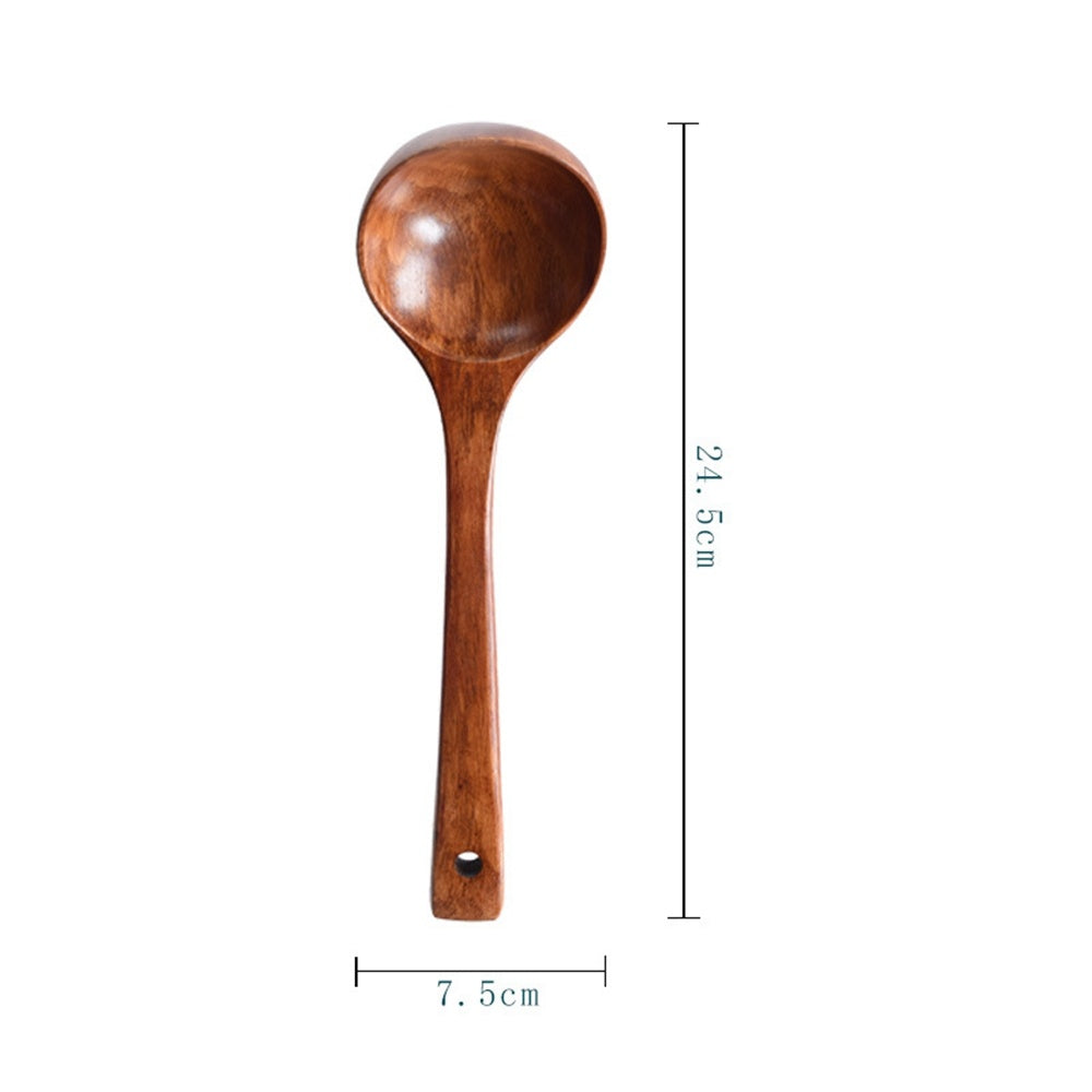 Large Long Handle Natural Wooden Cooking Scoop