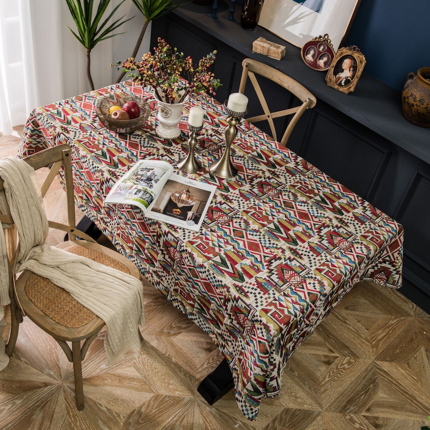 Colorful jacquard table cloth