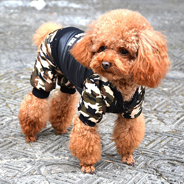 Camouflage FBI Four-Pot Warm Cotton Coat Pet