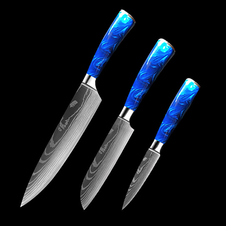 8-inch Chef Knife with Blue Resin Handle