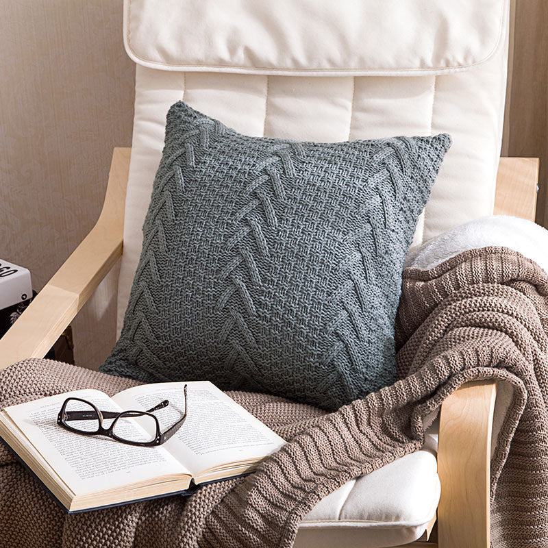 Thick wool knitted pillowcase