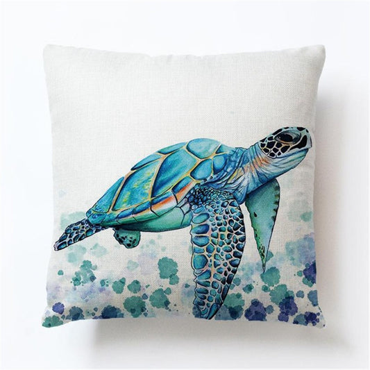 Turtle print polyester cushion cover