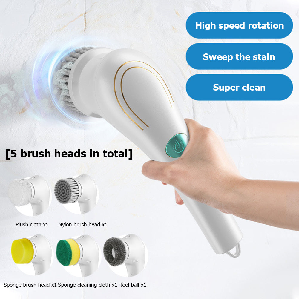 Multifunctional Electric Handheld Kitchen Household Dishwashing Brush Handheld Scrubber Bathtub Sink Bathroom Kitchen Tile Cleaning Tool Drill Brush Set With 5 Heads