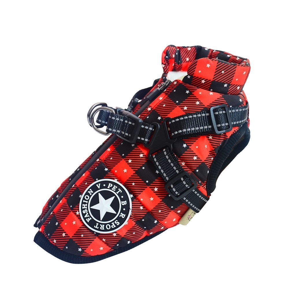 Christmas Dog Waterproof Reflective Belt Chest And Back Autumn And Winter Warm Pet Clothes