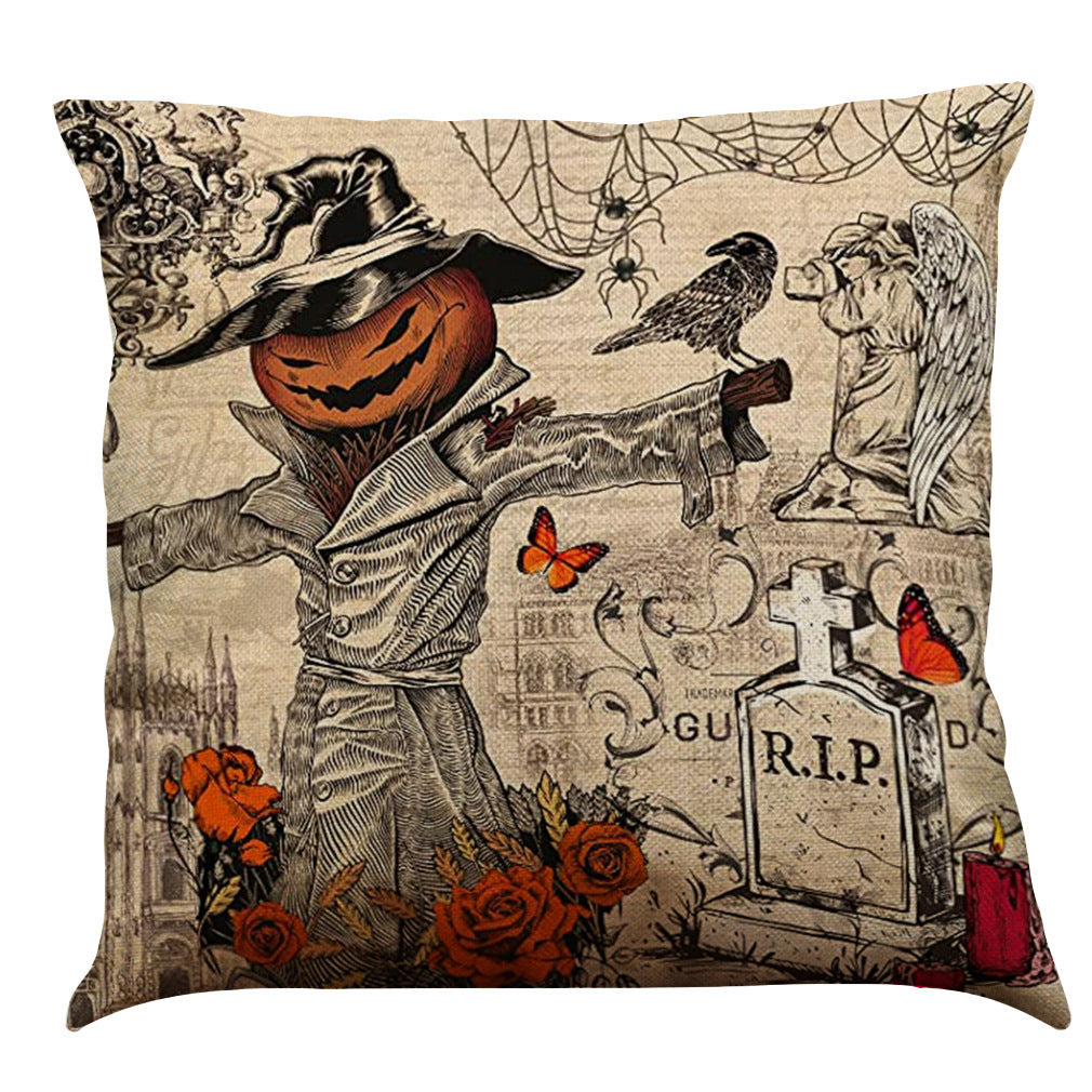 Halloween Cotton Linen Sofa Car Cushion Pillowcase