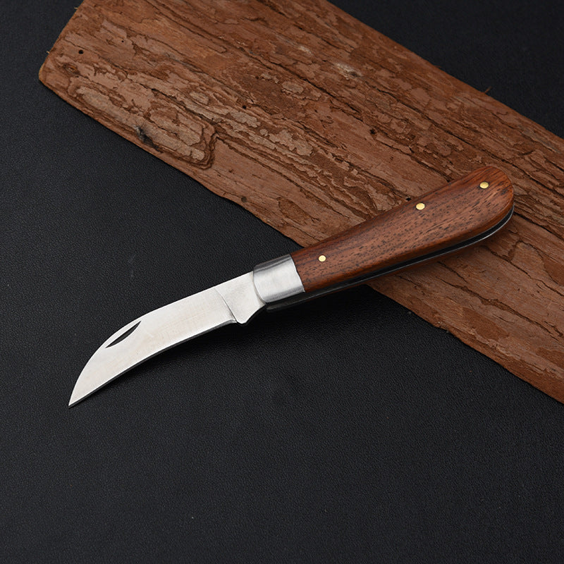 Easy To Carry Mushroom Knife Wooden Handle Folding Small Machete Multifunctional