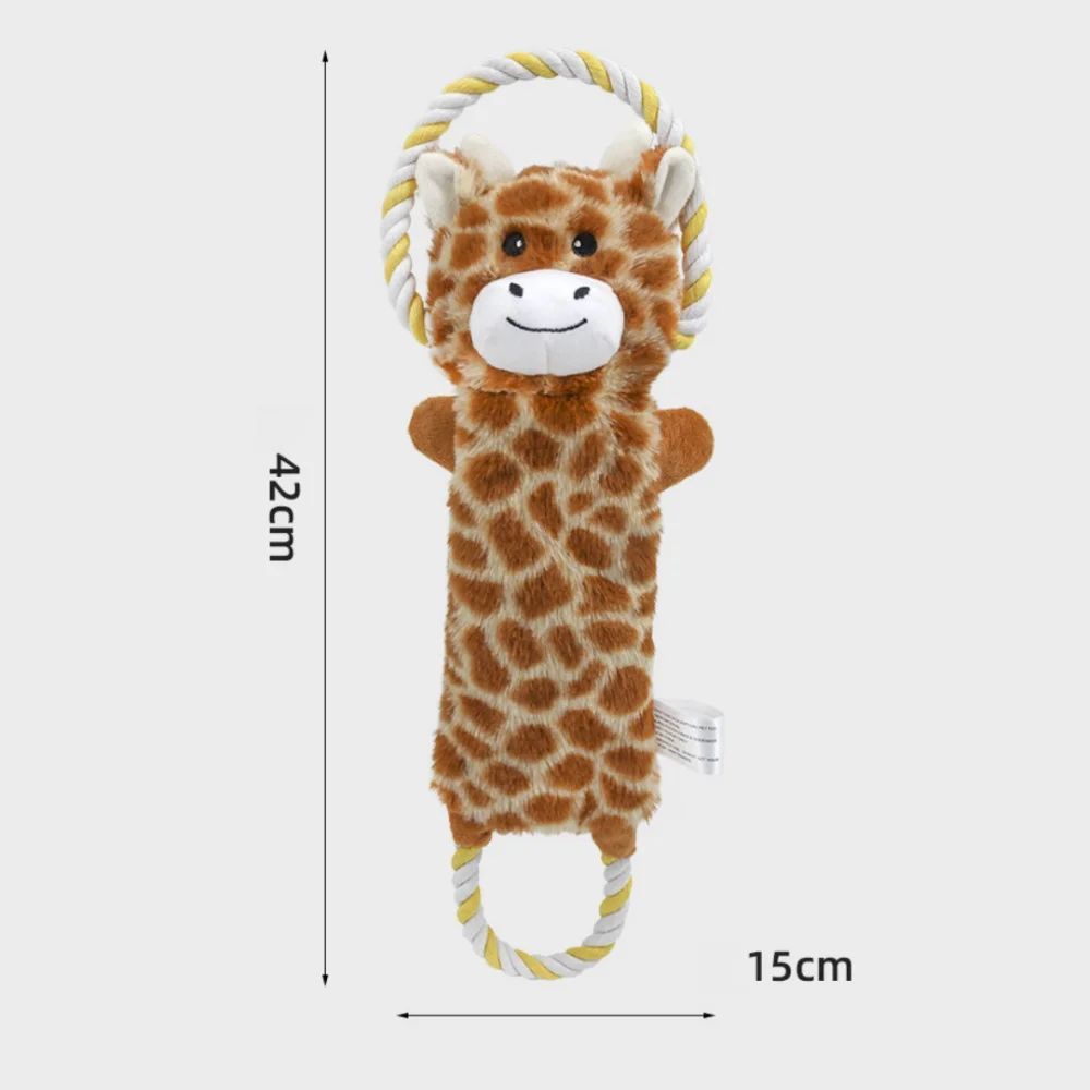 Funny Plush Dog Toys Stuffed Animal-Shaped Zebras Elephant Pet Chew Squeaky Toy Bite Resistant With Rope