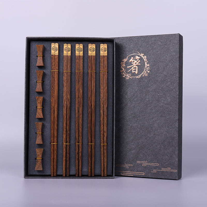 New Year's Fuding Mahogany Family Pack Solid Wood Chopsticks