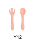 High Quality Natural 100 Food Grade Inventory Easy To Rinse Spoon Weaning Unbreakable Rubber Fork Dishwasher Safe Feeding Set