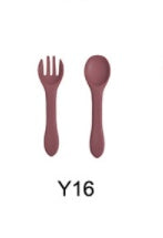 High Quality Natural 100 Food Grade Inventory Easy To Rinse Spoon Weaning Unbreakable Rubber Fork Dishwasher Safe Feeding Set