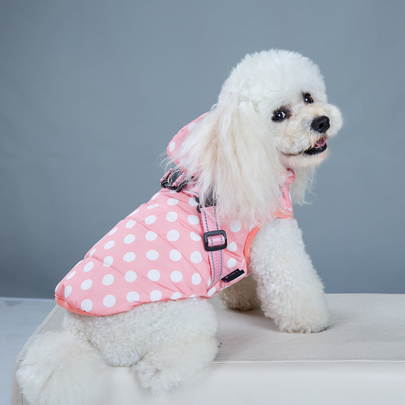 Hot-selling Polka-dot Dog Cotton-padded Jacket Plus Velvet Warm Coat Vest