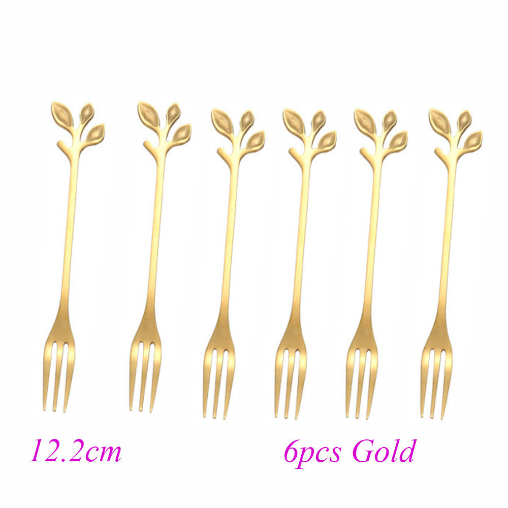 Leaf Dessert Fork Nordic Ice Cream Spoon Cake Spoon