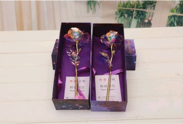 24K Luminous Color Gold Rose Flower Set