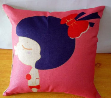 Cartoon Linen Backing Block Back Cushion