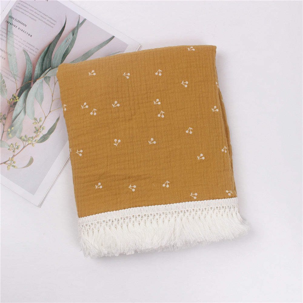 Children's Cotton Printed Tassel Blanket Baby Gauze