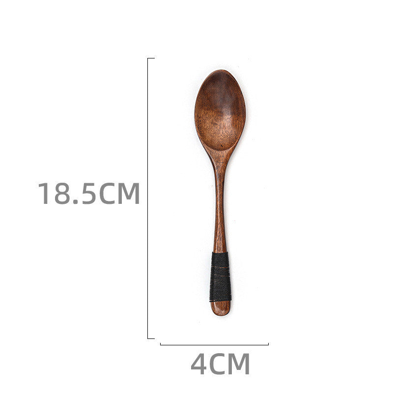 Japanese Style Wooden Long Handle Soup Instant Noodle Spoon