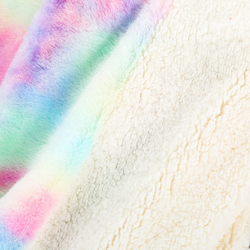 New Rainbow Tie Dye Polyester Double Layer Blanket