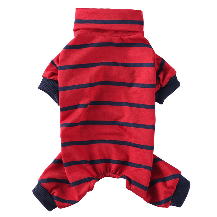 Fashion High Collar Striped Pet Dog Pajamas