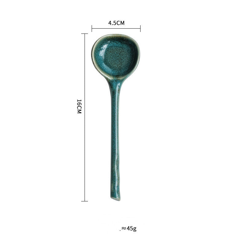 Home Creative Kiln Becomes Coarse Pottery Long Handle Stirring Spoon