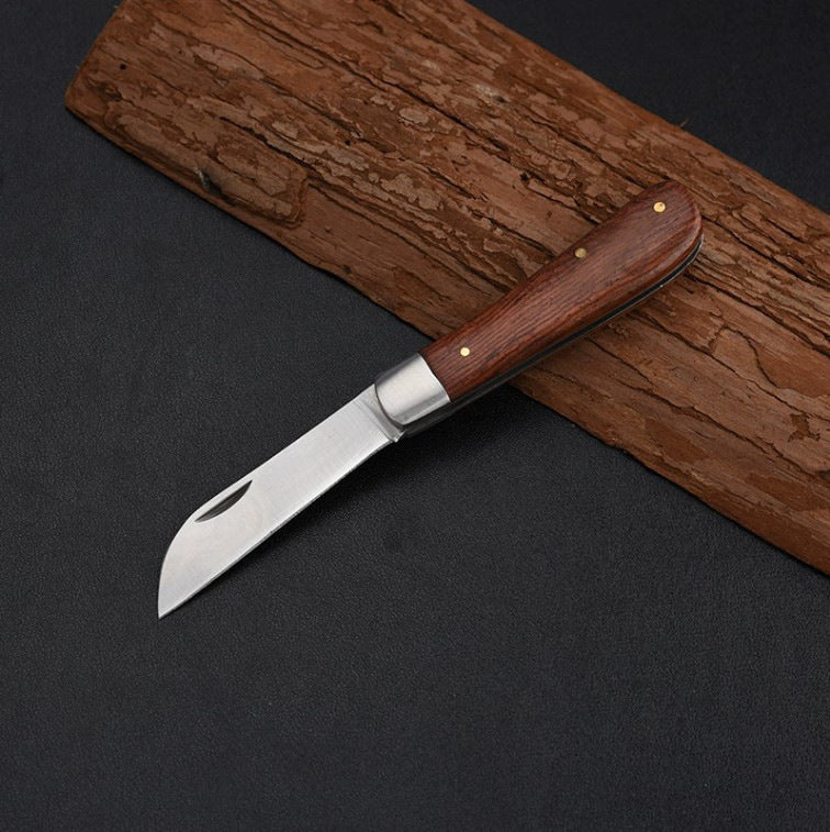 Easy To Carry Mushroom Knife Wooden Handle Folding Small Machete Multifunctional