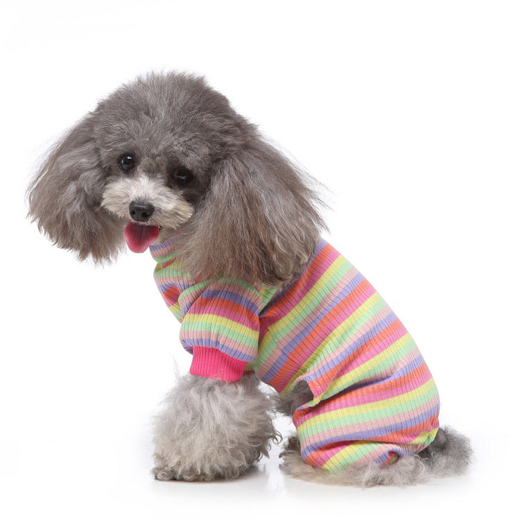 Fashion High Collar Striped Pet Dog Pajamas