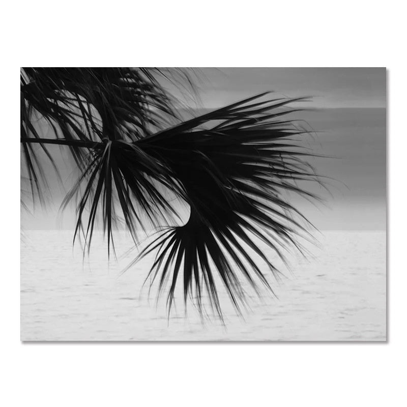 Nordic Modern Black And White Seaside Landscape Holiday Surfing Background Wall Poster Frameless Painting