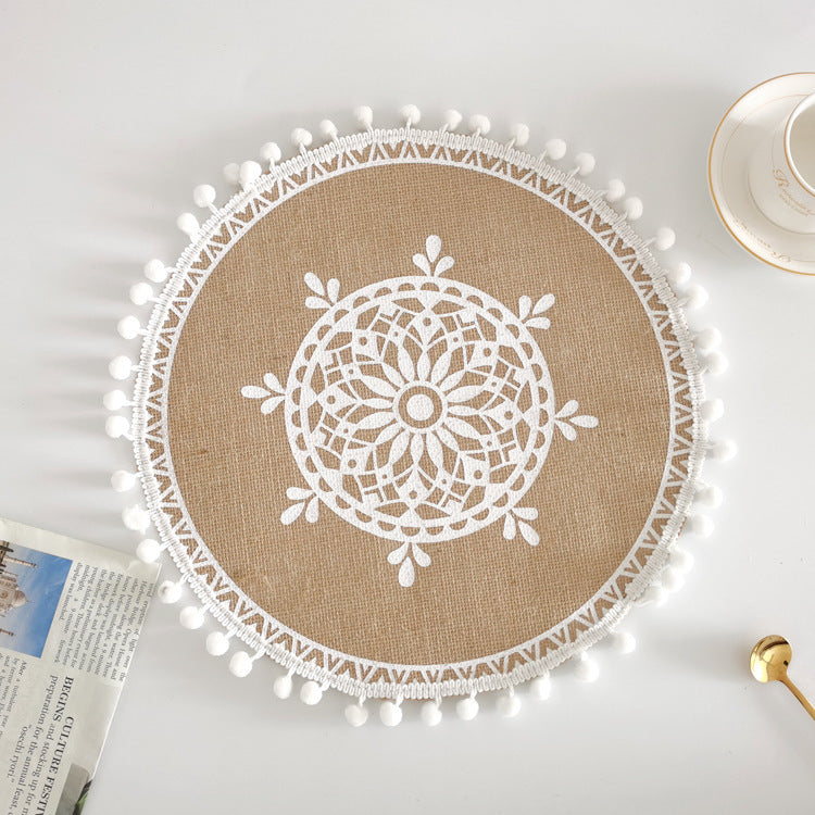 Nordic Braided Placemat Jute Decorative Round Fringe Edge