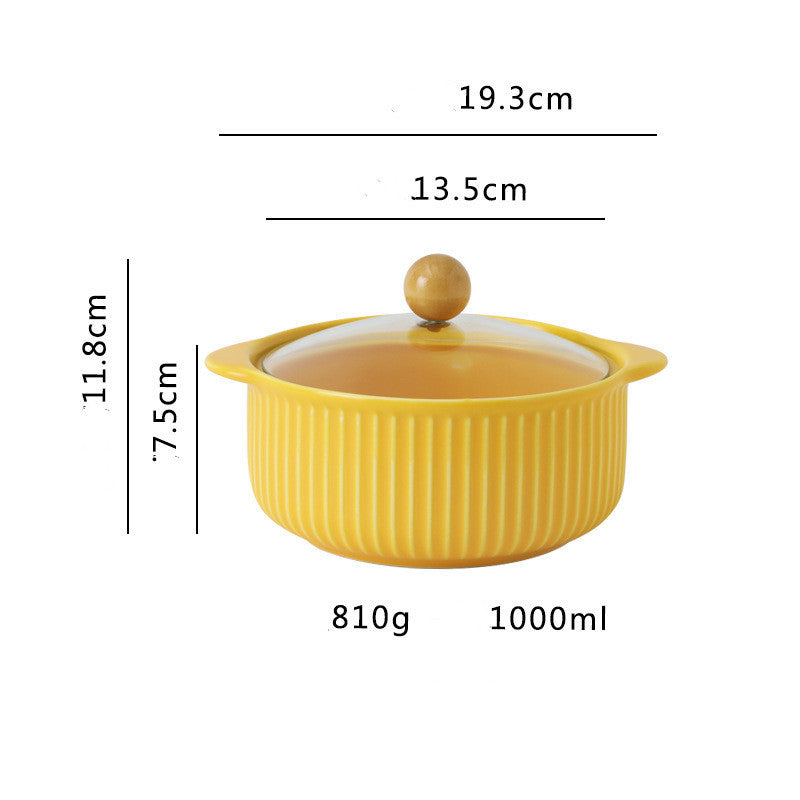 Cute Girlie Noodle With Lid Ceramic Soup Bowl