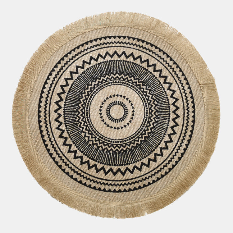 Nordic Braided Placemat Jute Decorative Round Fringe Edge