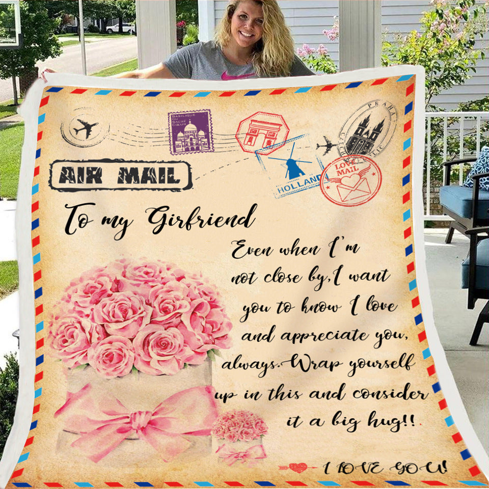 Fleece Blanket to My Daughter Son Wife Letter Printed Quilts Air Mail Blankets Positive Encourage and Love GiftsDrop Ship