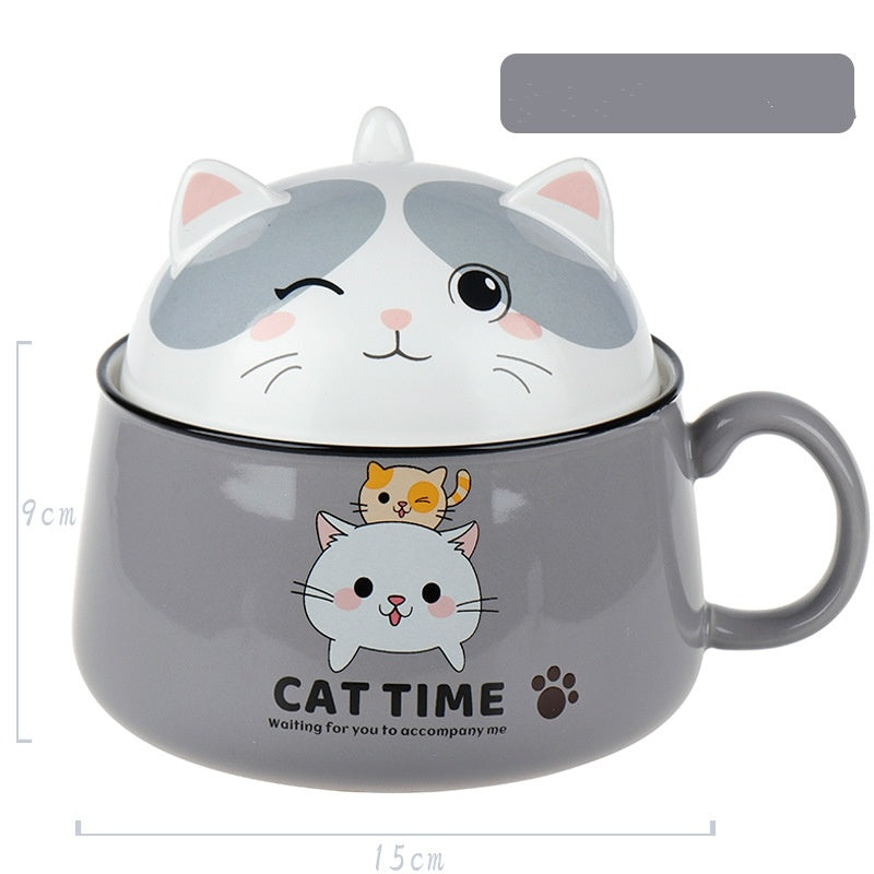 Large capacity cat cup instant noodle bowl