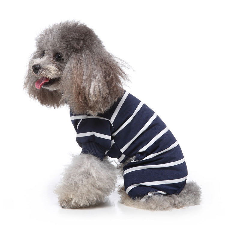 Fashion High Collar Striped Pet Dog Pajamas