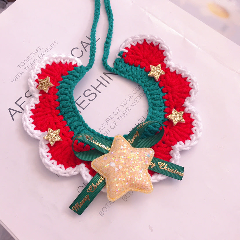 Wool Pet Collar Hand Woven Collar Christmas Pet Accessories