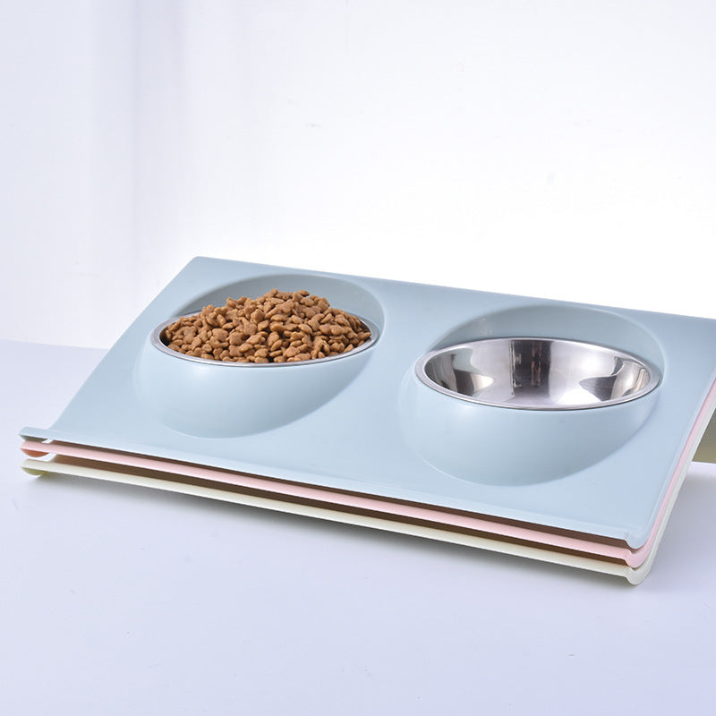 Stainless Steel Anti-spatter Pet Double Bowl