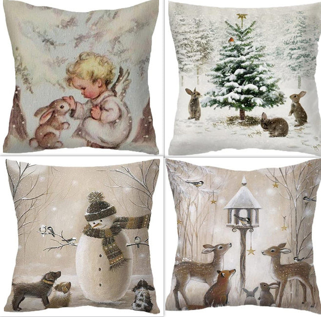 Winter Series Throw Pillow Cover Linen