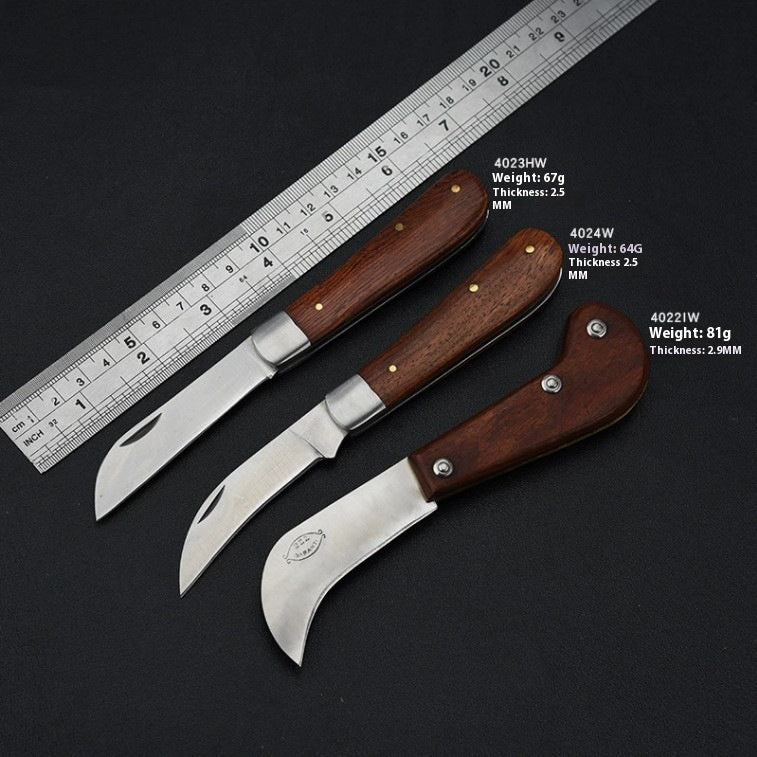 Easy To Carry Mushroom Knife Wooden Handle Folding Small Machete Multifunctional