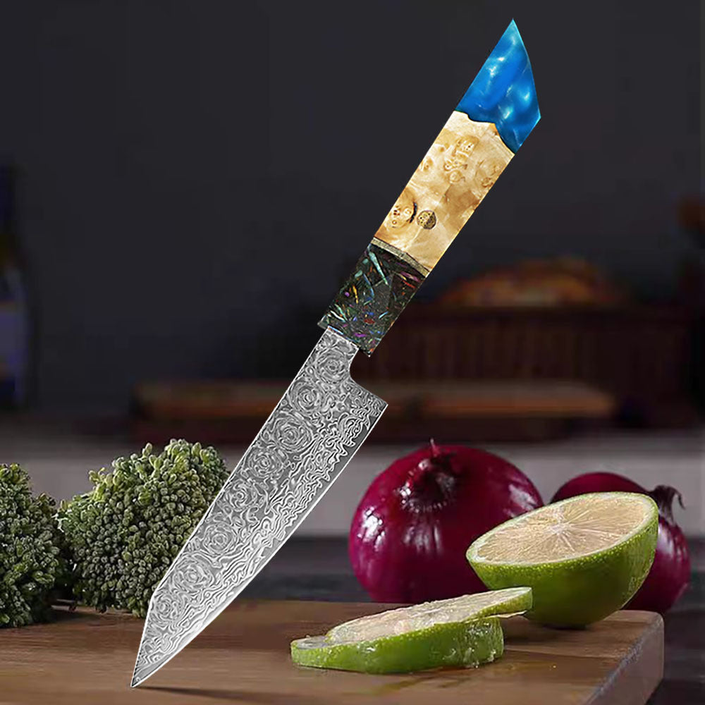 Damascus Steel Home Kitchen Chef Knife Resin Shadow Wood Handle