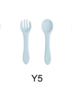 High Quality Natural 100 Food Grade Inventory Easy To Rinse Spoon Weaning Unbreakable Rubber Fork Dishwasher Safe Feeding Set