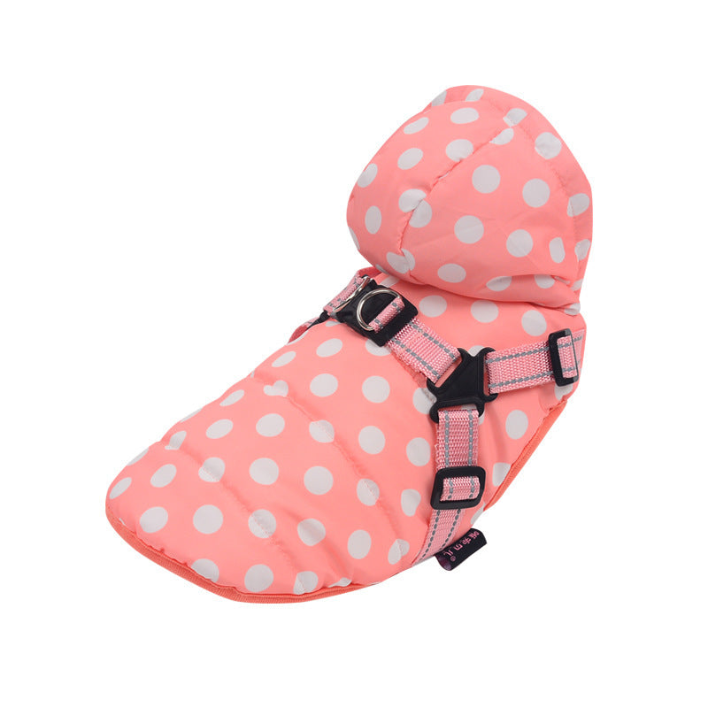 Hot-selling Polka-dot Dog Cotton-padded Jacket Plus Velvet Warm Coat Vest