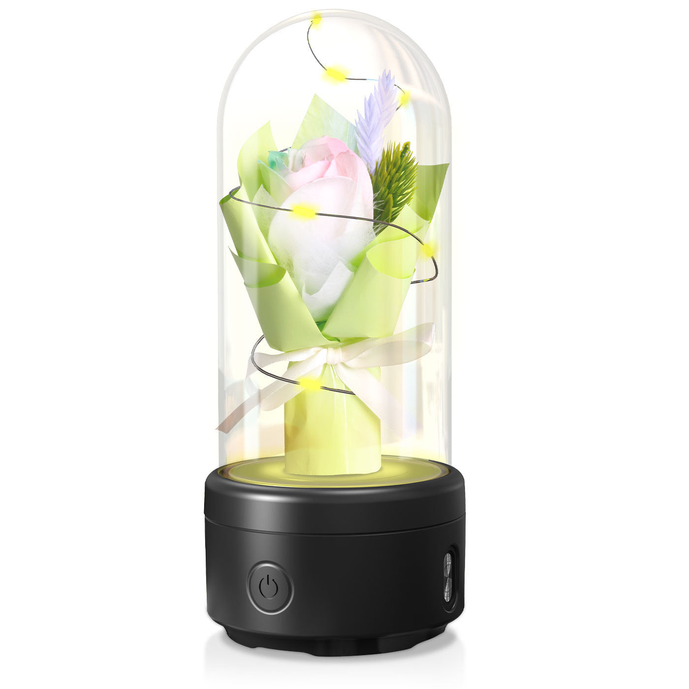 Creative 2 In 1 Bouquet LED Light And Bluetooth-compatible Speaker Mother's Day Gift Rose Luminous Night Light Ornament In Glass Cover