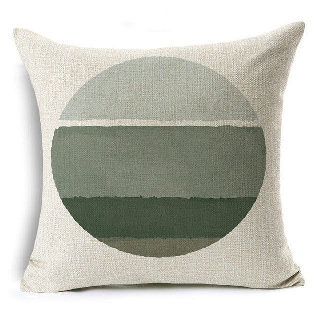 New Green Geometric Print Linen Pillowcase