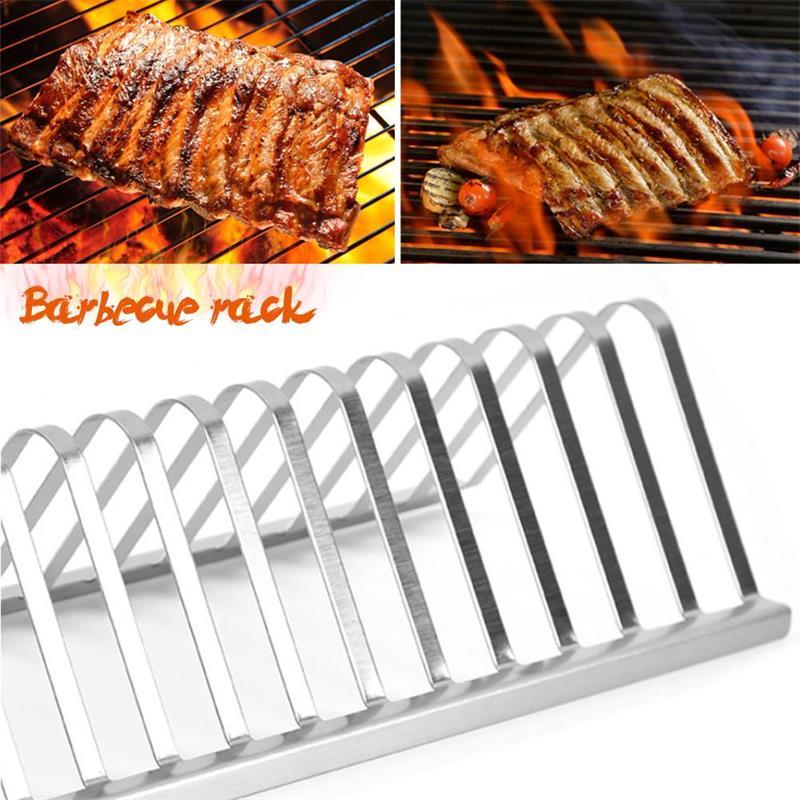 Stainless Steel Barbecue Grill Holder Smoking Rib Racks Grilling BBQ Accessories Outdoor Roasting Stand Picnic Utensil