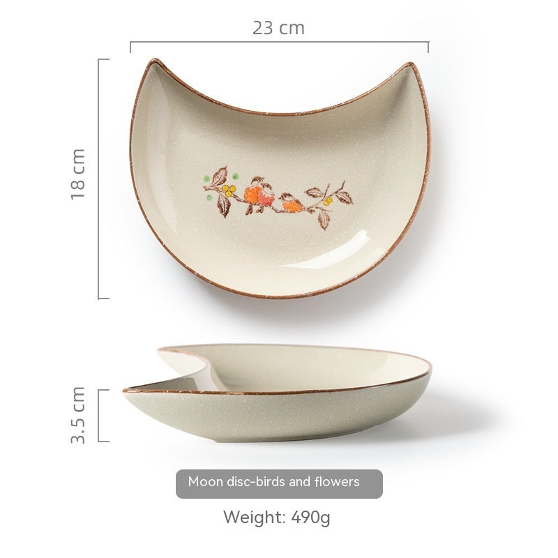 Household Ceramic Moon Platter Tableware