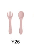 High Quality Natural 100 Food Grade Inventory Easy To Rinse Spoon Weaning Unbreakable Rubber Fork Dishwasher Safe Feeding Set