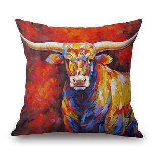 Oil Painting Animal Art Linen Pillowcase  Linen Backrest