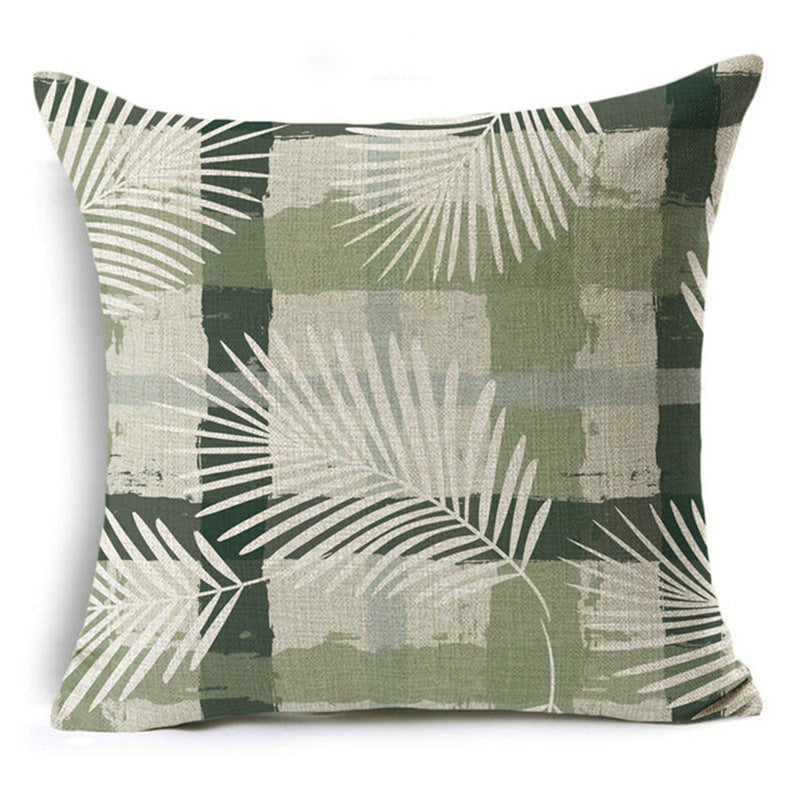 New Green Geometric Print Linen Pillowcase