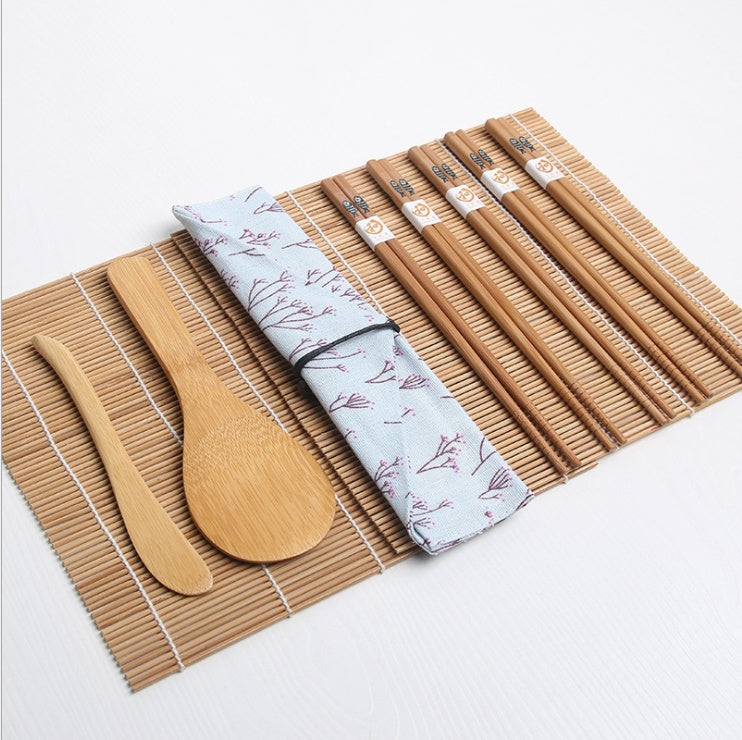 Sushi mat chopsticks spoon set