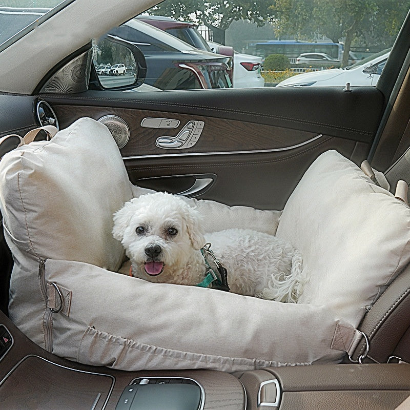 Linen Car Safety Seat Front Dog Bed