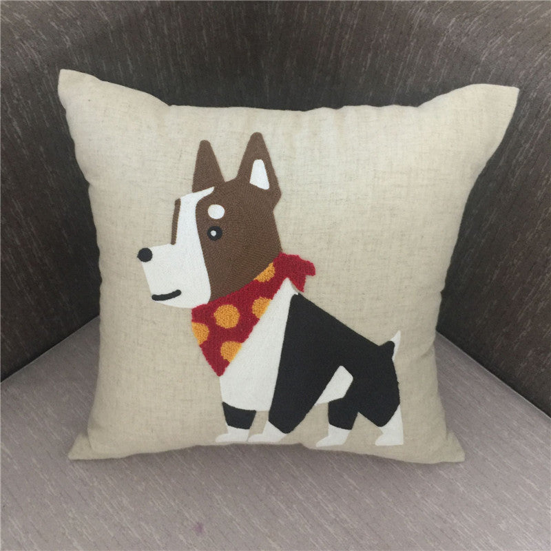 Pillow Embroidered Cushion With Core American Dog