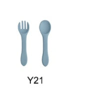 High Quality Natural 100 Food Grade Inventory Easy To Rinse Spoon Weaning Unbreakable Rubber Fork Dishwasher Safe Feeding Set